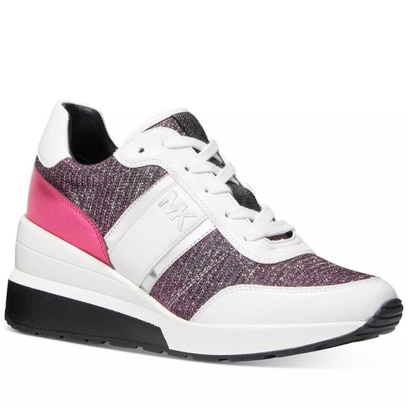 Michael Kors Mabel Merlot Multi Trainer Wedges Sneakers Shoes Multi Size NEW - Picture 1 of 3